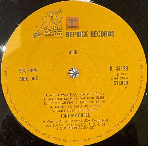 Image of Label Cover of LP - VG+/VG+ - JONI MITCHELL, Blue (Reprise Tan; K 44128, UK 1972 Reissue, Textured Sleeve, Plain Inner, A1/B1 No WB Logo, No Made In UK, Small V), , - 1716371C