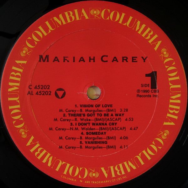 Image of Label Cover of LP - VG+/VG - MARIAH CAREY, Mariah Carey (Columbia; C 45202, US 1990, Inner), Still in opened shrinkwrap with intact hype sticker. Only light hairlines on disc., - 1746142S