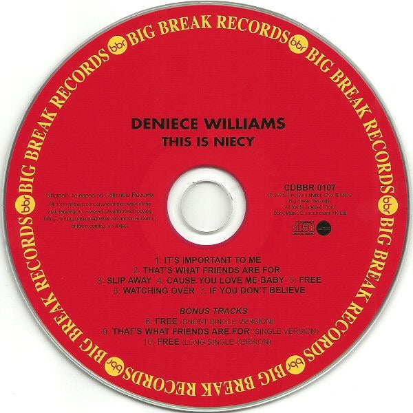 Image of Label Cover of CD - VG+/VG+ - DENIECE WILLIAMS, This Is Niecy (Big Break Records; CDBBR 0107, UK 2012 Reissue, Super Jewel case), , - 3616005C