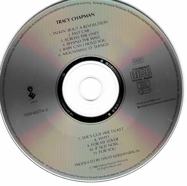 Image of Label Cover of CD - NEW/NEW - TRACY CHAPMAN, Tracy Chapman (Elektra; 7559-60774-2, Europe 1988, Jewel Case), , - 1736195E