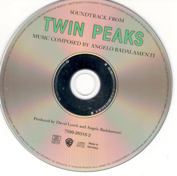 Image of Label Cover of CD - NEW/NEW - ANGELO BADALAMENTI, Music From Twin Peaks (Warner Bros; 7599-26316-2, Europe 1990 Reissue, Jewel Case), , - 3816337C