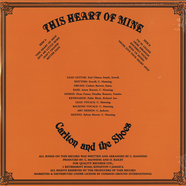 Image of Back Cover of LP - NEW/NEW - CARLTON AND THE SHOES, This Heart Of Mine (Quality Records; CGILP002 , UK 2023 Reissue), , - 1836016E