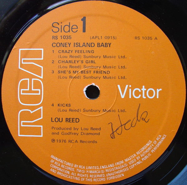 Image of Label Cover of LP - VG/VG - LOU REED, Coney Island Baby (RCA Victor Orange; RS 1035, UK 1976, No insert), , - 4326055E
