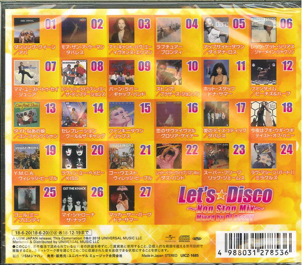 Image of Back Cover of CD - VG+/VG+ - VARIOUS, Let's Disco ~Non-Stop Mix~ (Universal Music; UICZ-1685, Japan 2018, With Obi), , - 1756292S