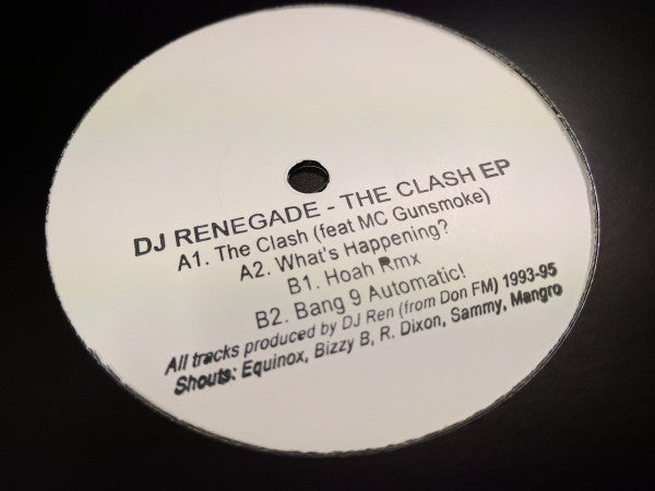 Image of Front Cover of 12" - /G+ - DJ RENEGADE, The Clash EP (8205 Recordings; 8205-004, UK 2017 Reissue, Stamped White Label, Plain Sleeve, Limited Edition, Repress, White Label, Black Stamped), lots of scuffs and one or two hairlines, - 2246044S