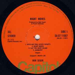 Image of Label Cover of LP - VG/VG+ - BOB SEGER & THE SILVER BULLET BAND, Night Moves (Capitol Records; EA-ST 11557, UK 1976, Inner), , - 1816211C