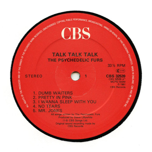 Image of Label Cover of LP - VG/VG+ - THE PSYCHEDELIC FURS, Talk Talk Talk (CBS Red Label; CBS 32539 , UK 1980s Reissue, Nice Price Inner, No Insert), Mark to sleeve varnish from Nice Price sticker removal., - 1816521C