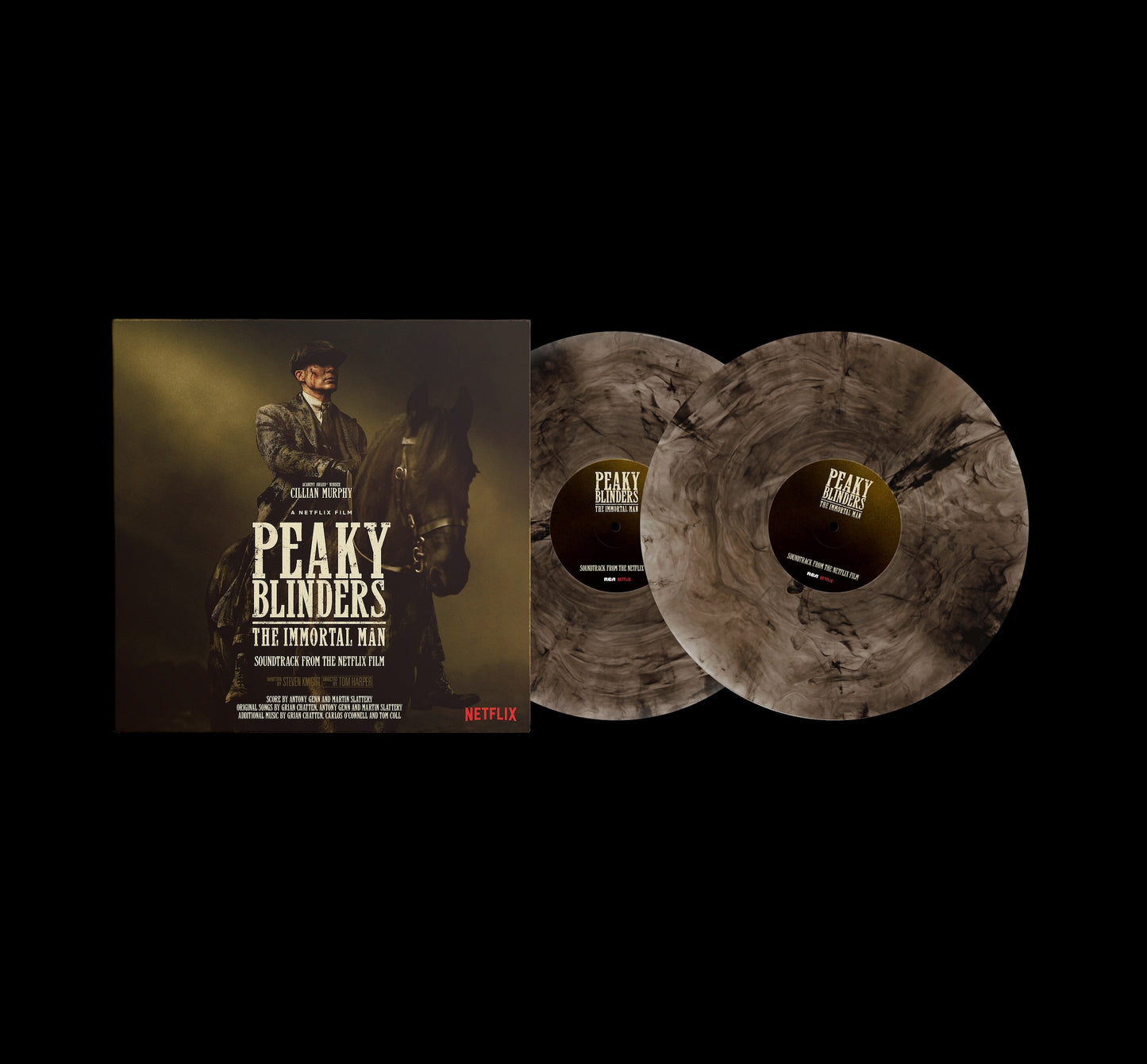 Image of Back Cover of 2xLP - NEW/NEW - VARIOUS ARTISTS, Peaky Blinders: The Immortal Man (Soundtrack from the Netflix Film) (RCA Records UK; 19958441821, Europe 2026, Gatefold, Booklet, Poster, Indie Exclusive Smoke Marbled 2LP), , The official soundtrack to 'Peaky Blinders: The Immortal Man', the highly anticipated epic feature film from series creator Steven Knight. Written by Knight, the film is directed by Tom Harper (Heart of Stone, Wild Rose) and stars Academy Award winner Cillian Murphy, Rebecca Fer