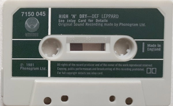 Image of Back Cover of Cassette - VG+/VG+ - DEF LEPPARD, High 'N' Dry (Vertigo; 7150 045, UK 1981), , - 1836125E