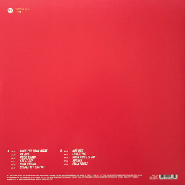 Image of Back Cover of LP - VG+/VG+ - PEACHES, The Teaches Of Peaches (XL Recordings; XLLP 163, US 2011 Reissue, Inner), Small corner dink on bottom left hand side., - 1916001C