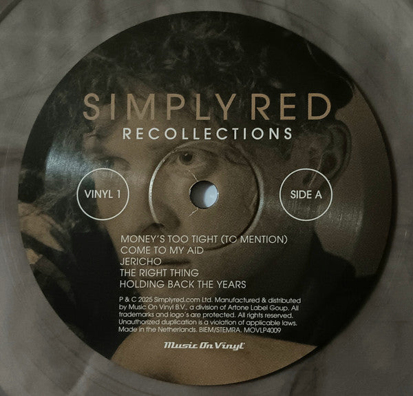 Image of Label Cover of 2xLP - EX/EX - SIMPLY RED, Recollections (Music On Vinyl; MOVLP4009, Europe 2025, Limited Edition, Crystal Clear And Black Marbled Vinyl; 180g), , - 1926035E
