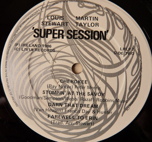 Image of Label Cover of LP - VG/VG+ - LOUIS STEWART - MARTIN TAYLOR, Super Session (Livia Records; LRLP7, Ireland 1986), , - 1926038E