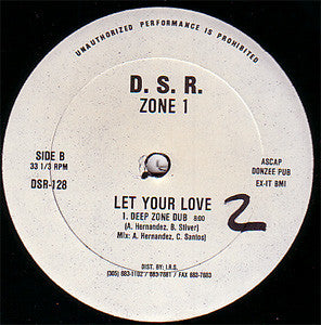 Image of Back Cover of 12" - /VG+ - ZONE 1, Let Your Love (Deep South Recordings; DSR-128, US 1992, Stickered Plain Sleeve), , - 1946211S