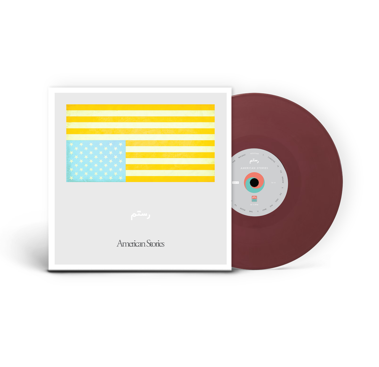 Image of Back Cover of LP - NEW/NEW - ROSTAM, American Stories (Matsor Projects; MTSR009LP-C1, Europe 2026, Booklet, Sumac Vinyl, Limited Pressing of 2,000.), , Rostam s third album, American Stories, arrives May 15, his first new music in over five years. The Iranian- American artist and acclaimed producer returns with a record that explores his life across dual cultural worlds. The music weaves together elements of Americana and Persian traditions, blending finger- picked guitars, pedal steel, and strumme