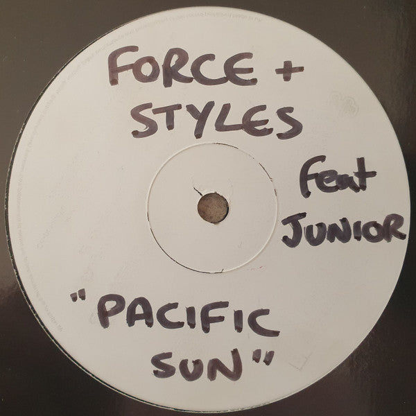 Image of Front Cover of 12" - /G+ - FORCE & STYLES FEAT. MC JUNIOR, Pacific Sun (UK Dance; UKD 015, UK 1997, Single Sided, White Label), Lots of scuffs and marks + black marker on label. , - 2016048C