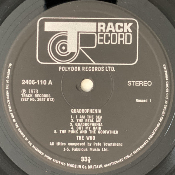 Image of Label Cover of 2xLP - G+/VG - THE WHO, Quadrophenia (Track Record; 2657 013, UK 1973, Gatefold, Booklet), Hairlines, edge & ring wear, booklet cover attached but rest of booklet detached, wear to booklet spine, - 2946103S