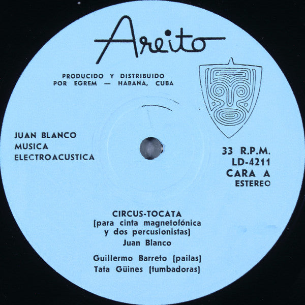 Image of Label Cover of LP - G+/VG - JUAN BLANCO, M sica Electroac stica (Areito ; LD 4211, Cuba 1986, Textured Sleeve), Library Stamps and Stickers on Sleeve And Labels, Edge and Ring Wear, - 1926419E