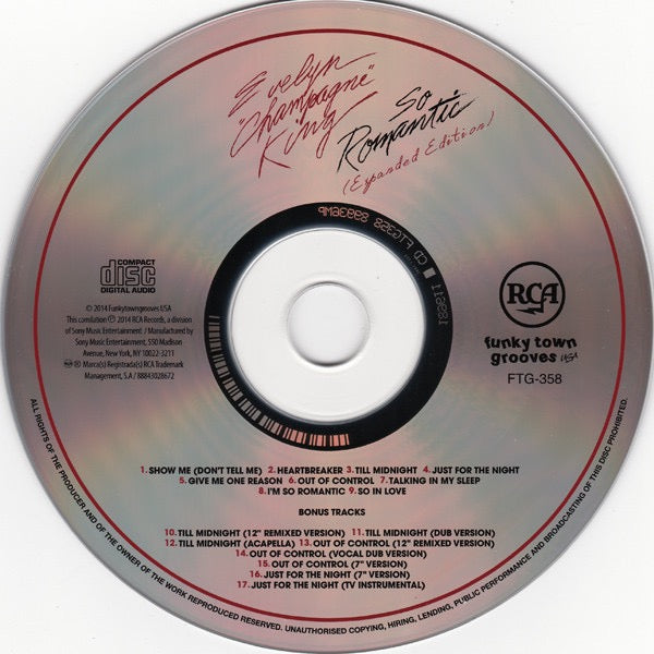 Image of Label Cover of CD - EX/EX - EVELYN "CHAMPAGNE" KING, So Romantic (Funkytowngrooves; FTG-358, US 2014 Reissue), , - 2016168C