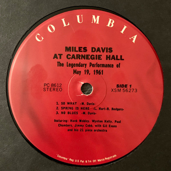 Image of Label Cover of LP - VG/VG+ - MILES DAVIS, Miles Davis At Carnegie Hall (Columbia; 8612, US 2000s Reissue), , - 2026065E