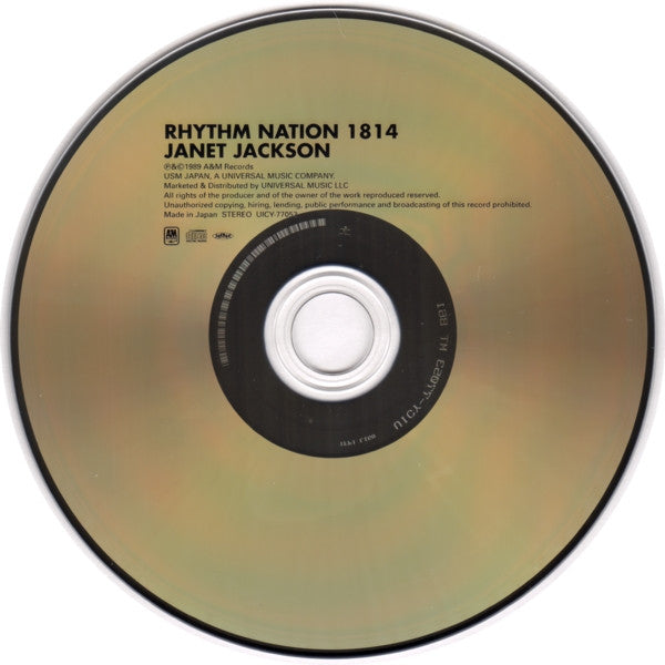Image of Label Cover of CD - M/M - JANET JACKSON, Rhythm Nation 1814 (A&M Records; UICY-77053, Japan 2015, Jewel Case), , - 2036071E