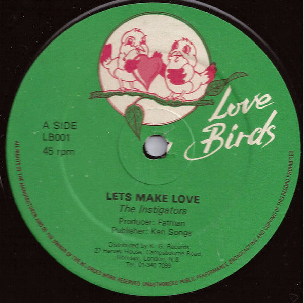 Image of Front Cover of 12" - /G+ - INSTIGATORS / PAULETTE & SOPHIA, Lets Make Love / How I Feel (Love Birds; LB001, UK 1980s, Plain Sleeve), Lots of light marks, plays above grade. Clean labels., - 2016214C