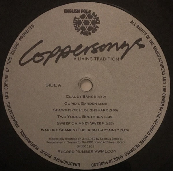 Image of Label Cover of LP - VG/VG - COPPER FAMILY, Coppersongs - A Living Tradition (EFDSS Records; VWML004, UK 1988, Insert), A few hairlines , - 3216408C