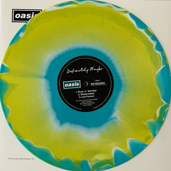 Image of Label Cover of 2xLP - VG+/VG+ - OASIS, Definitely Maybe (Big Brother; BLOOD330, UK 2024, Gatefold Lenticular Sleeve, 2 Inners, 180 Gram Vinyl, Yellow / Blue / White Colour-In-Colour Vinyl, Numbered Limited Edition of 15,000), 1272/15000, - 2026277E