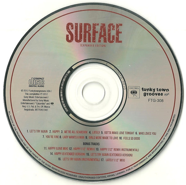 Image of Label Cover of CD - EX/M - SURFACE, Surface (Funkytowngrooves; FTG 308, US 2012), , - 2056292S