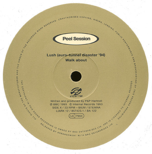 Image of Label Cover of 12" - /G+ - ORBITAL, Peel Session (Internal; LIARX12, UK 1994, Plain Sleeve), Lots of light hairlines across both sides of disc., - 2016505C