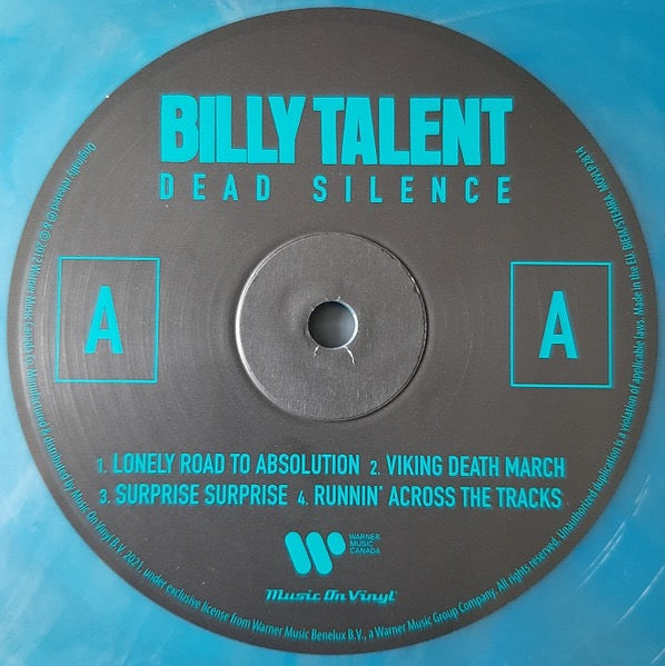 Image of Label Cover of 2xLP - VG/VG+ - BILLY TALENT, Dead Silence (Warner Music Canada; MOVLP2814, Europe 2021 Reissue, Triple Gatefold, Insert, Print, Numbered, Limited Edition 180 Gram Blue, Silver & Clear Crystal Water Vinyl), No. 002042, - 2116074C