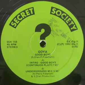 Image of Label Cover of 12" - VG/VG - GOYA, Good Boys (Secret Society; SSX 103, Italy 1992, Company Sleeve), , - 2146182S
