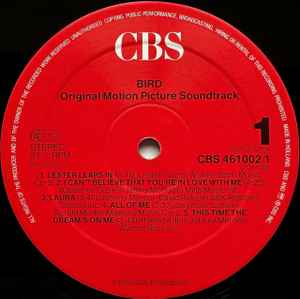 Image of Label Cover of LP - VG/VG+ - BIRD, Bird (Original Motion Picture Soundtrack) (CBS; CBS 461002 1, Europe 1988), Creasing sround edge of sleeve & ringwear., - 2126126E