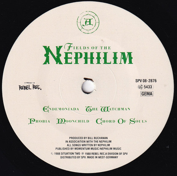 Image of Label Cover of LP - VG+/VG - FIELDS OF THE NEPHILIM, The Nephilim (Rebel Rec.; SPV 08-2876, Germany 1988, Gatefold, Inner), , - 2126210E