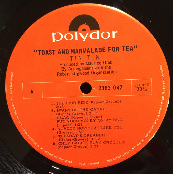 Image of Label Cover of LP - VG/G+ - TIN TIN, Toast And Marmalade For Tea (Polydor; 2383-047, Canada 1970, Pasteback Sleeve), Light scuffy marks, Plays fine. , - 2116613C