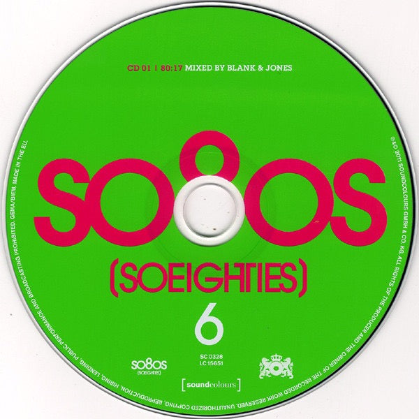 Image of Label Cover of 3xCD - M/M - BLANK & JONES, So80s (Soeighties) 6 (Soundcolours; SC 0328, Europe 2011, Triple Digipak), SEALED, - 2116599C