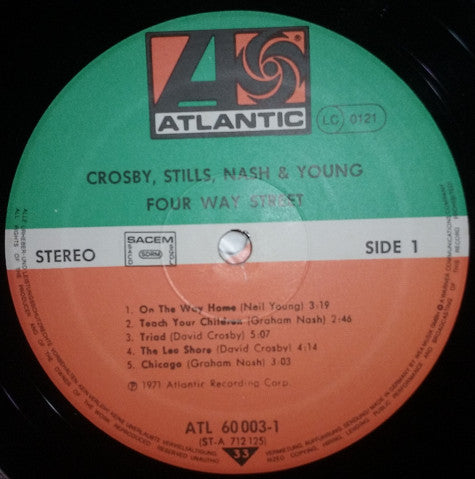 Image of Label Cover of 2xLP - VG/VG - CROSBY, STILLS, NASH & YOUNG, 4 Way Street (Atlantic; 60 003, Europe 1970s Reissue, Gatefold, Made in Germany, French rights society on labels), Hairlines & scuffs, edge wear, - 2246004S