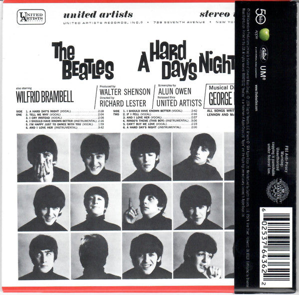 Image of Back Cover of CD - VG+/VG+ - THE BEATLES, A Hard Day's Night (Original Motion Picture Sound Track) (Apple Records; B0019700-02, US 2014, Card Sleeve), With obi, - 2236063E