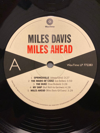 Image of Label Cover of LP - VG+/EX - MILES DAVIS, Miles Ahead (Waxtime; 772283, Europe 2021 Reissue), , - 2226052E
