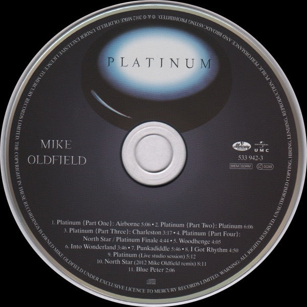 Image of Label Cover of 2xCD - EX/M - MIKE OLDFIELD, Platinum (Mercury; 533 942-2, Europe 2012 Reissue, Double Digipak, Booklet, Deluxe Edition), Still SEALED In Stickered Shrinkwrap. Old Security Tag On Rear Shrinkwrap., - 2216230C