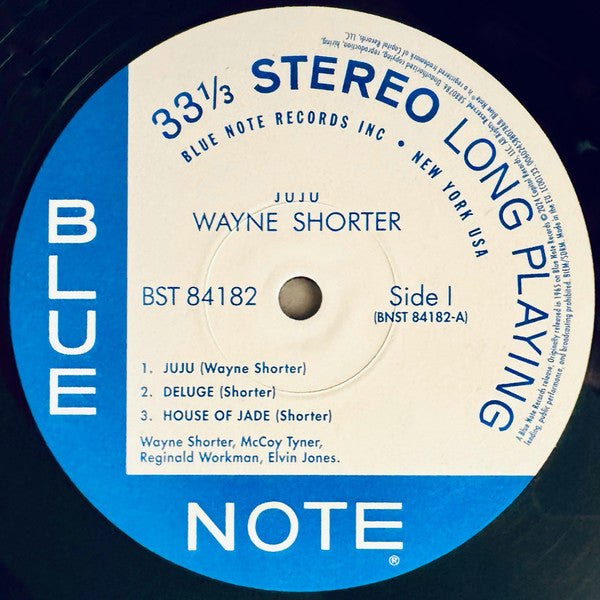 Image of Label Cover of LP - NEW/NEW - WAYNE SHORTER, Juju (Bluenote; ST-84182, Worldwide 2024 Reissue), , 1964 was a momentous year in the musical life of Wayne Shorter. At the start of the year the saxophonist was still a member of Art Blakey & The Jazz Messengers, appearing on classic Blue Note albums like Free for All and Indestructible. Shorter made his own auspicious label debut that spring with Night Dreamer and that summer he joined the Miles Davis Quintet cementing a line-up that would become one o