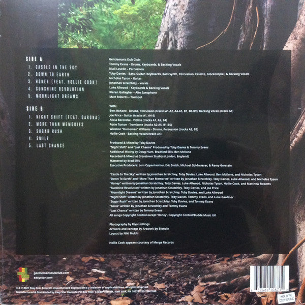 Image of Back Cover of LP - VG+/VG - GENTLEMAN'S DUB CLUB, Down To Earth (Easy Star Records; ES-1087V, Europe 2021, Brown / Green Splatter Vinyl), Writing on label in marker pen, - 2216325C