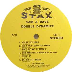 Image of Label Cover of LP - VG/VG - SAM & DAVE, Double Dynamite (Stax; S712, US 1966), Marks on disc. Ringwear on sleeve., - 2226146E