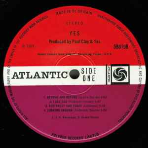 Image of Label Cover of LP - G+/VG - YES, Yes (Atlantic Plum & Orange; 588190, UK 1969, Gatefold, Insert, Produced By Paul Clay and Yes at Top of Label), Hairlines & light scratches, edge & ring wear, creased corner, - 4446025S
