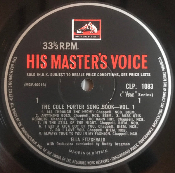 Image of Label Cover of LP - VG+/VG - ELLA FITZGERALD, The Cole Porter Songbook Volume One (His Master's Voice; CLP. 1083, UK Reissue, Laminated Flipback Sleeve), , - 2226362E
