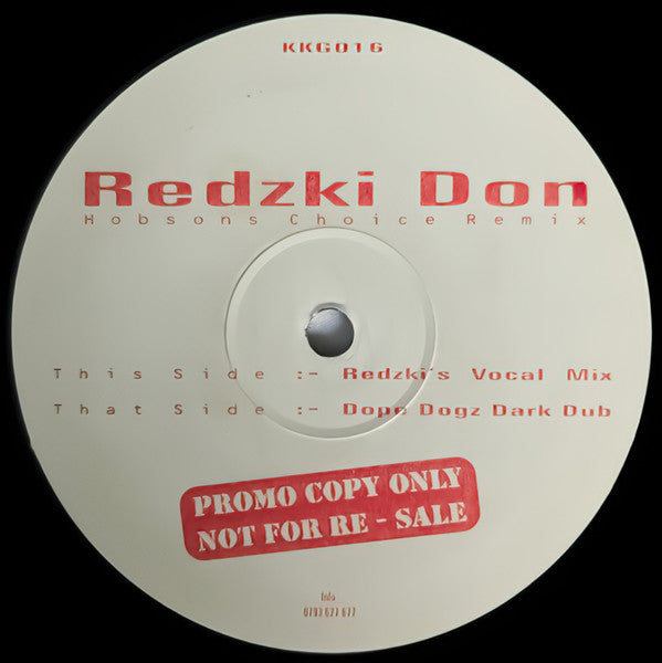 Image of Back Cover of 12" - /VG+ - REDZKI DONUKG, Hobsons Choice (Remix) (Klub Kuts; KKG 017, UK 2000, Promo), , - 2246170S