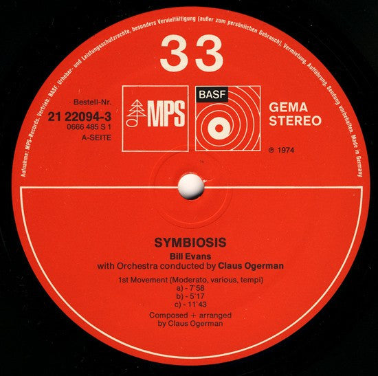 Image of Label Cover of LP - VG/VG - BILL EVANS, Symbiosis (MPS Records; 21 22094-3, Germany 1974, Gatefold), , - 2226420E