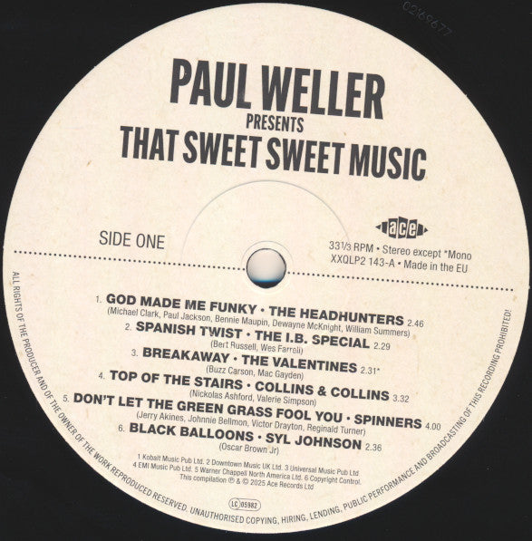 Image of Label Cover of 2xLP - VG/VG - PAUL WELLER, That Sweet Sweet Music (Ace; XXQLP2 143, UK 2025, Gatefold), Hairlines & scuffs, light cover wear, - 2646011S