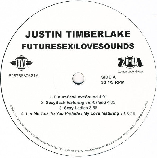 Image of Label Cover of 2xLP - NEW/NEW - JUSTIN TIMBERLAKE, FutureSex/LoveSounds (Zomba Label Group; 82876880621, Europe 2018 Reissue, Gatefold), , - 2236230E