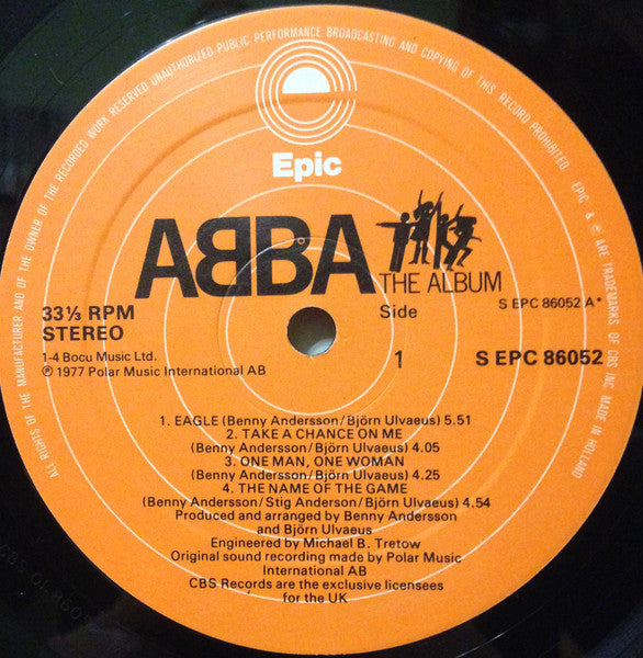 Image of Label Cover of LP - VG/G+ - ABBA, The Album (Epic; S EPC 86052, UK 1977, Gatefold, Large ABBA on Label), Light marks and scuffs, close to VG. Marks and light ringwear on sleeve., - 2316124C