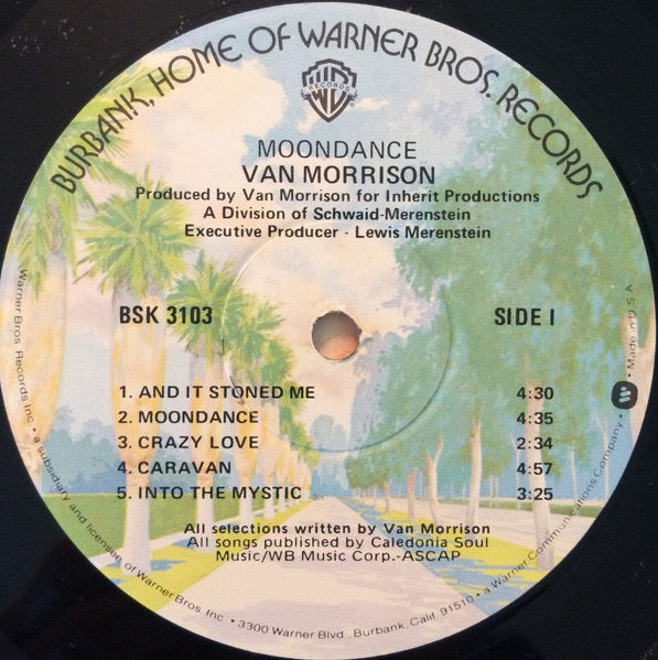 Image of Label Cover of LP - VG/G+ - VAN MORRISON, Moondance (Warner Bros. Records; BSK 3103, US 1977 Reissue, Gatefold, Winchester Pressing), Sticker damage at bottom of front sleeve., - 2316065C